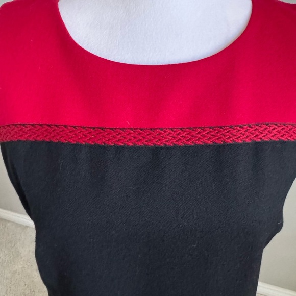 Talbots Red and Black Sleeveless 100% Wool Dress - Picture 4 of 9